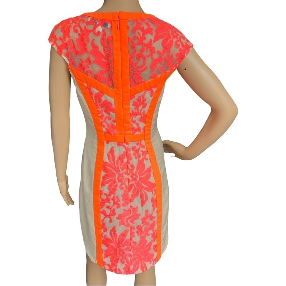 CAMEO WOMEN’S NEON PINK ORANGE EMBROIDERED DRESS SIZE M - Picture 3 of 13